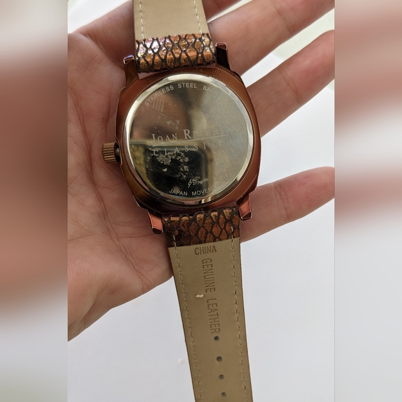 VTG JOAN RIVERS CLASSIC JAPAN MOVT METALLIC BROWN W/RHINESTONES WATCH - Picture 6 of 8